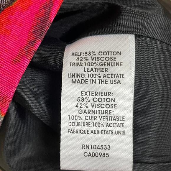 Nanette Lepore Dress Size 2 | Rose Print, Leather Trim, Fit & Flare, Made in USA - Picture 7 of 7